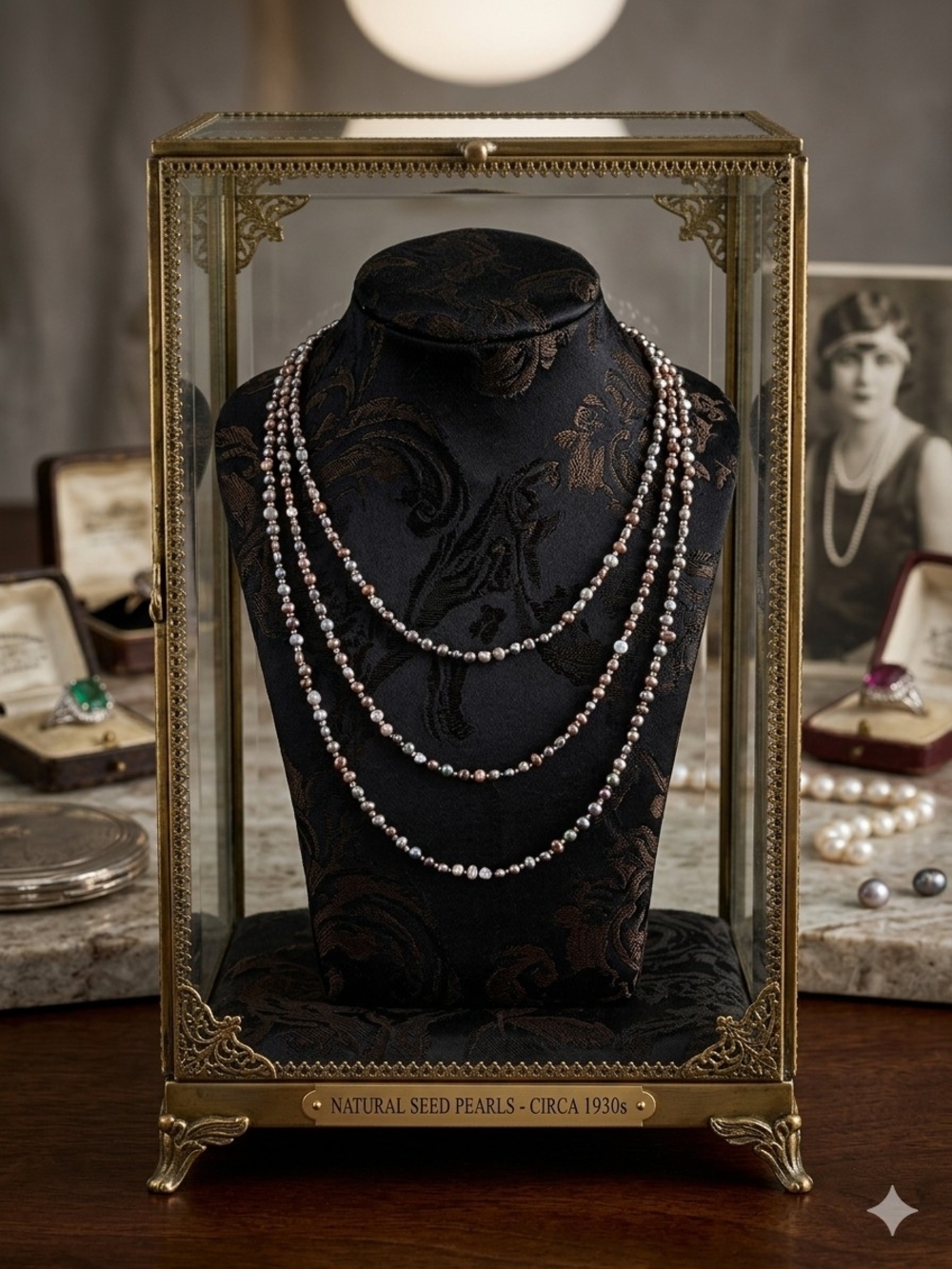 Classic Multi-Strand Natural Seed Pearl Necklace - Ivory and Rose Tones